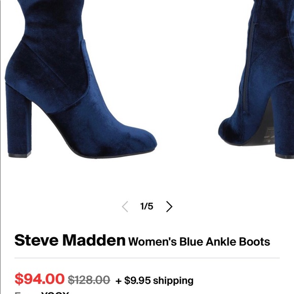Velvet dark blue Steve Madden boots - Picture 3 of 4